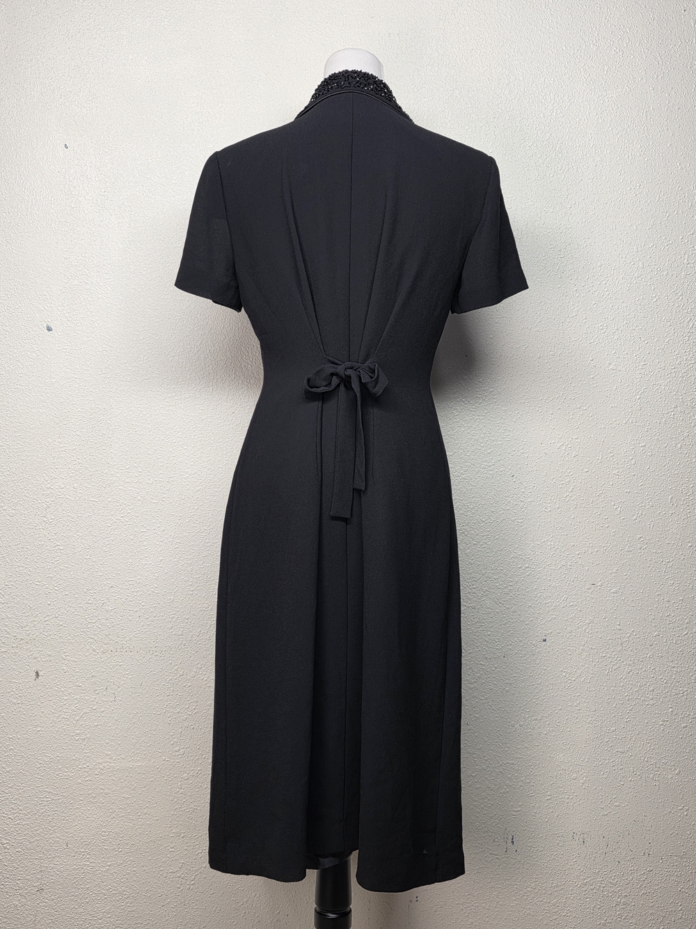 Jessica Howard Black Beaded-Collar Midi Dress Size 10 - Picture 3 of 7
